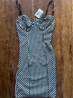 American Apparel Striped Bustier Mini Dress | Corset Style | Model Off Duty Chic